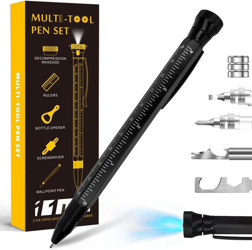 UNIOO 11 In 1 Multi-Tool EDC Pen with Ruler, Level, Bottle Opener for Handyman