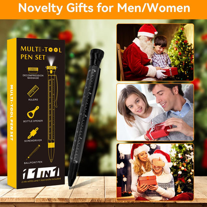 UNIOO 11 In 1 Multi-Tool EDC Pen with Ruler, Level, Bottle Opener for Handyman