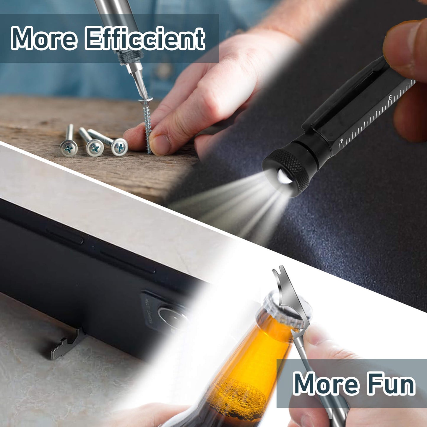 UNIOO 11 In 1 Multi-Tool EDC Pen with Ruler, Level, Bottle Opener for Handyman